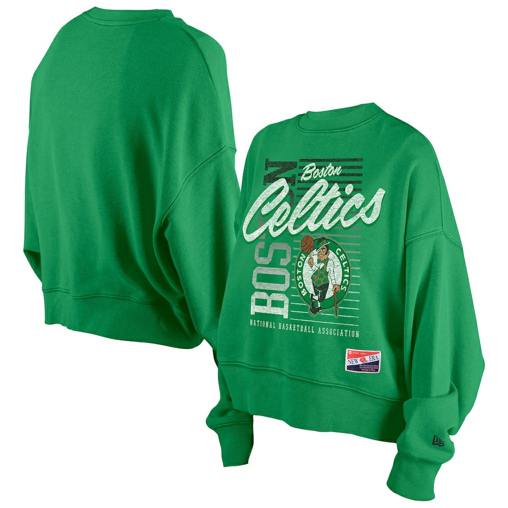 Boston Celtics Women's Boxy Throwback Mineral Wash Sweatshirt Discount
