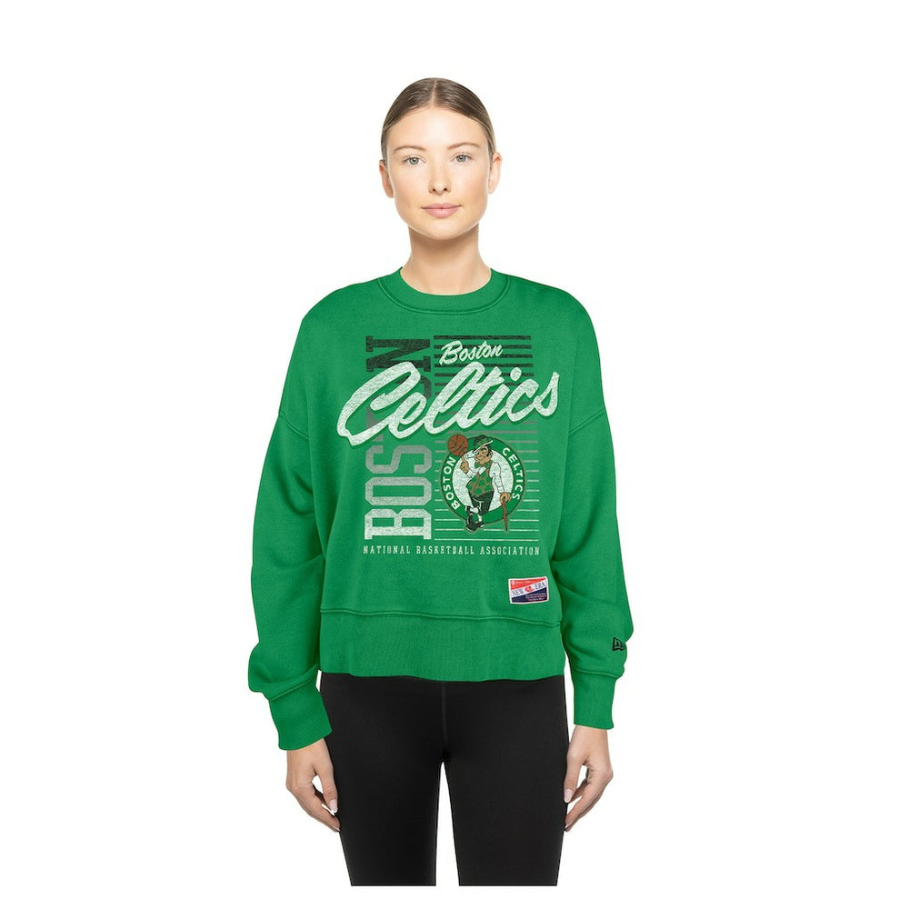 Boston Celtics Women's Boxy Throwback Mineral Wash Sweatshirt Discount