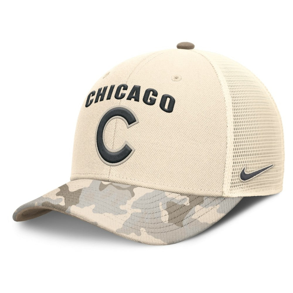 Chicago Cubs Nike Camo Natural Pack Rise Adjustable Trucker Hat | MLB Shop