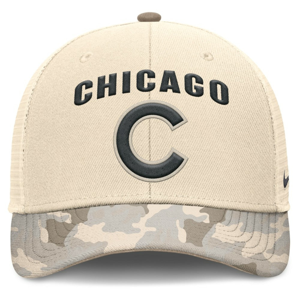 Chicago Cubs Nike Camo Natural Pack Rise Adjustable Trucker Hat | MLB Shop