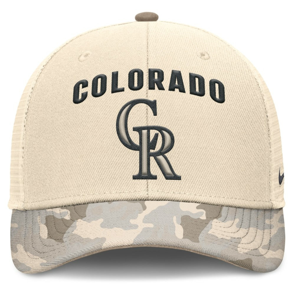 Colorado Rockies Nike Camo Natural Pack Rise Adjustable Trucker Hat | MLB US