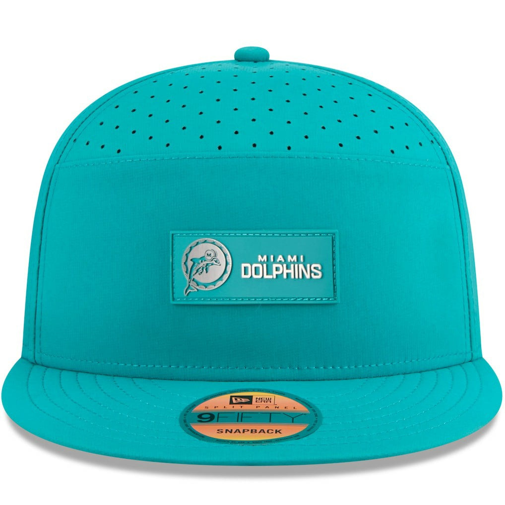 Miami Dolphins New Era 2025 Sideline Throwback Split Panel 9FIFTY Snapback Hat