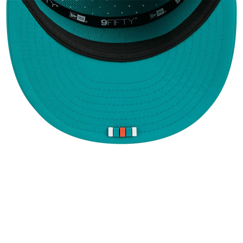 Miami Dolphins New Era 2025 Sideline Throwback Split Panel 9FIFTY Snapback Hat