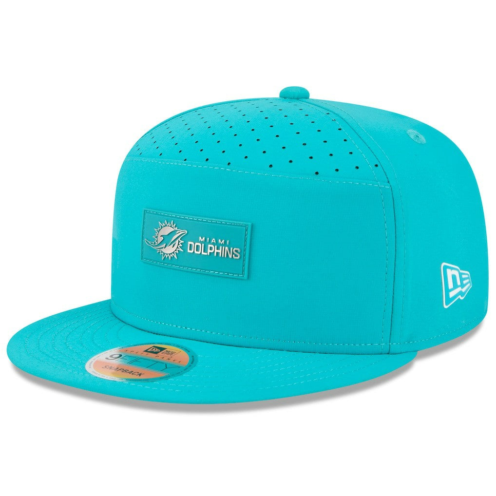 Miami Dolphins New Era 2025 Sideline Split Panel 9FIFTY Snapback Hat