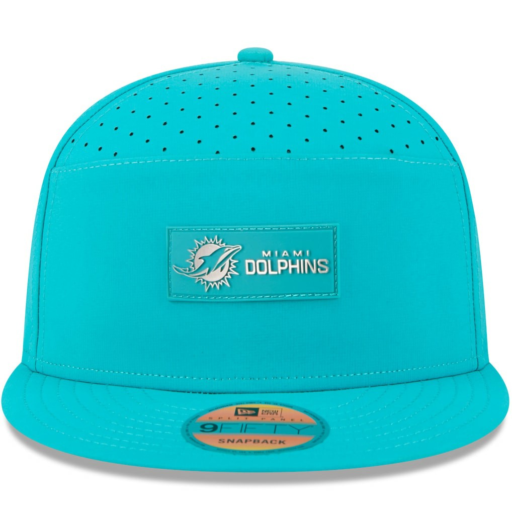 Miami Dolphins New Era 2025 Sideline Split Panel 9FIFTY Snapback Hat