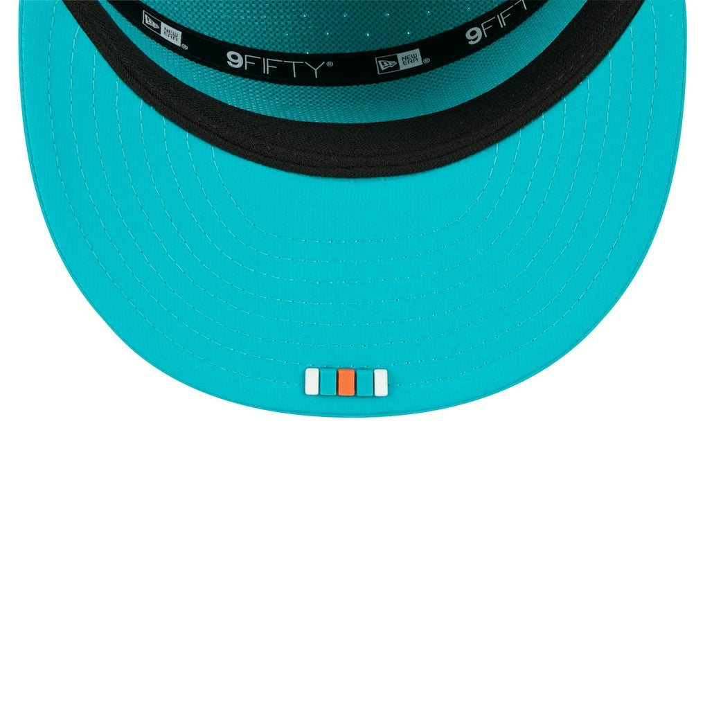 Miami Dolphins New Era 2025 Sideline Split Panel 9FIFTY Snapback Hat