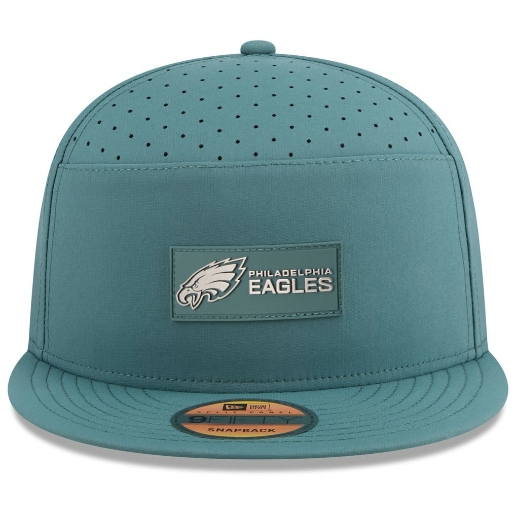 Philadelphia Eagles New Era 2025 Sideline Split Panel 9FIFTY Snapback Hat