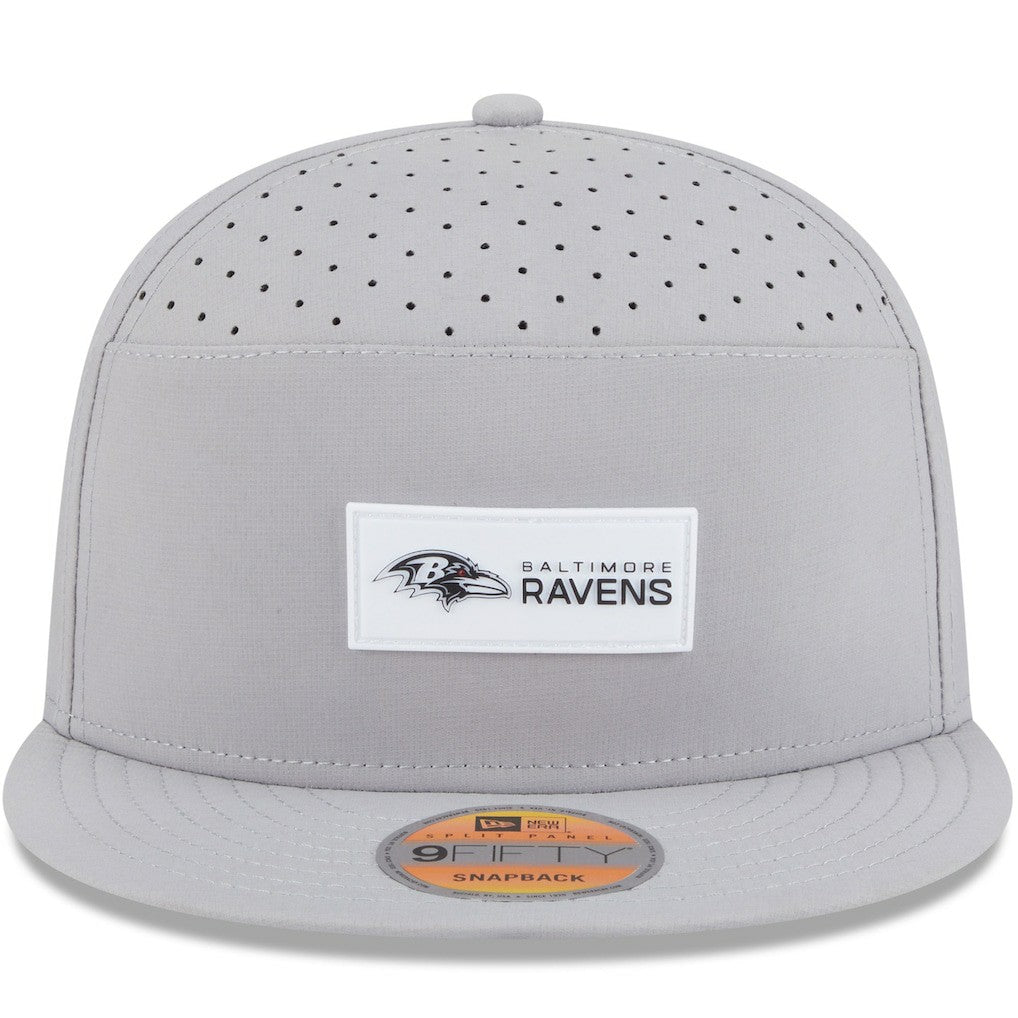 Baltimore Ravens New Era 2025 Sideline Split Panel 9FIFTY Snapback Hat