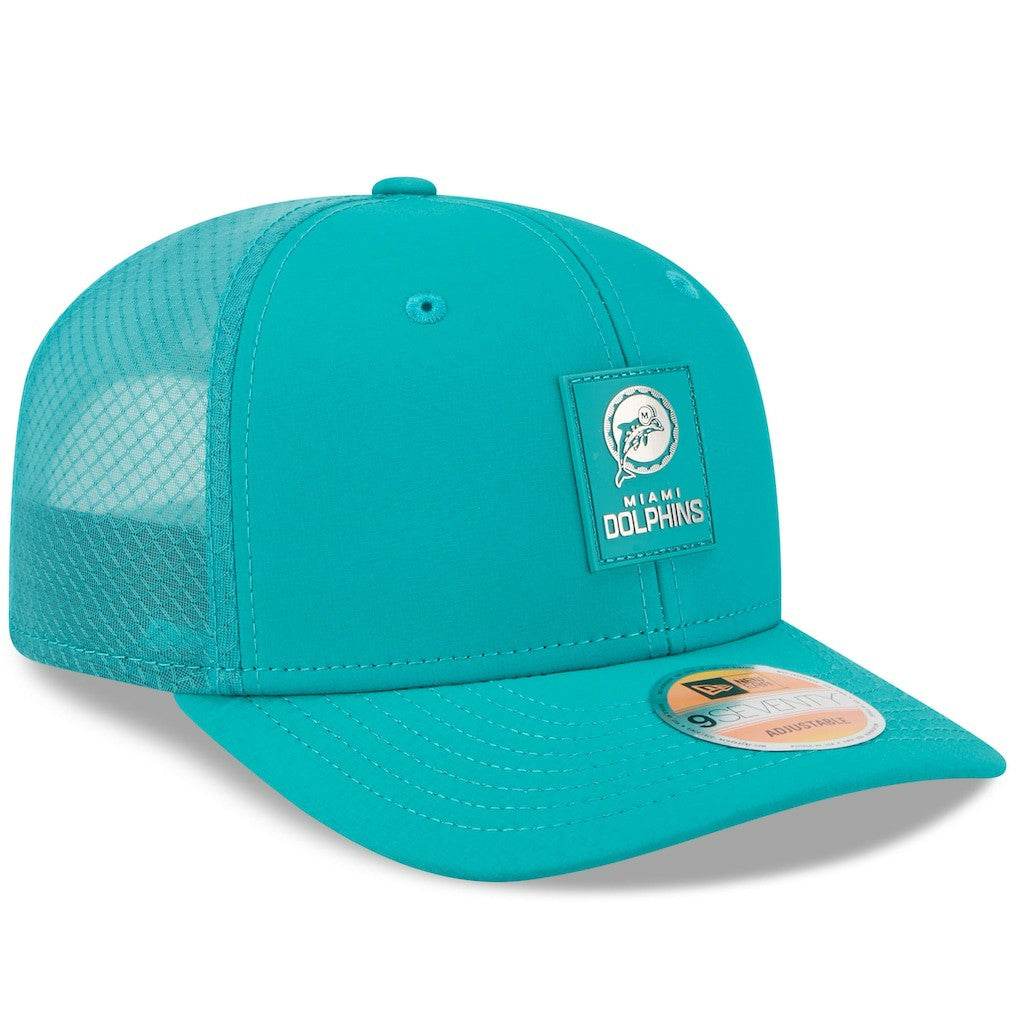 Miami Dolphins New Era 2025 Sideline Throwback 9SEVENTY Trucker Adjustable Hat