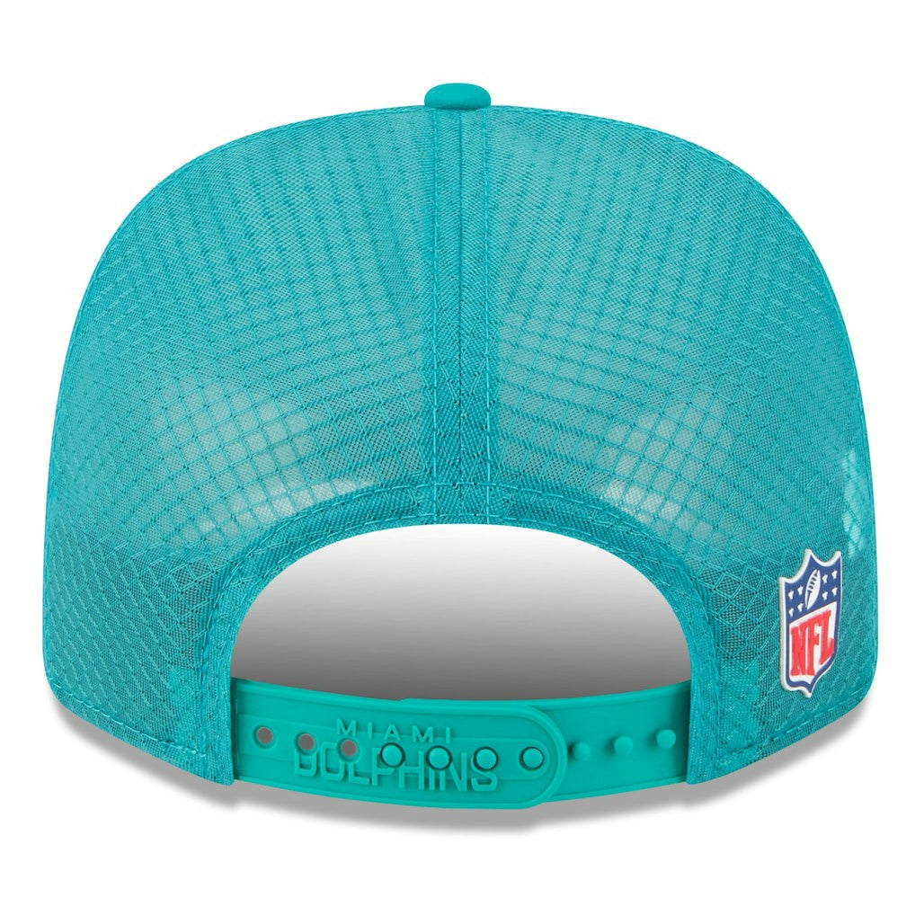 Miami Dolphins New Era 2025 Sideline Throwback 9SEVENTY Trucker Adjustable Hat