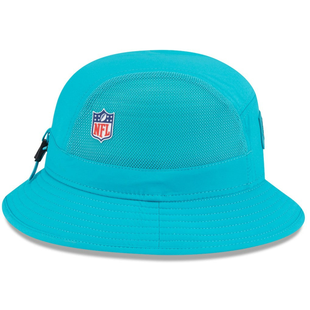 Miami Dolphins New Era 2025 Sideline Bucket Hat