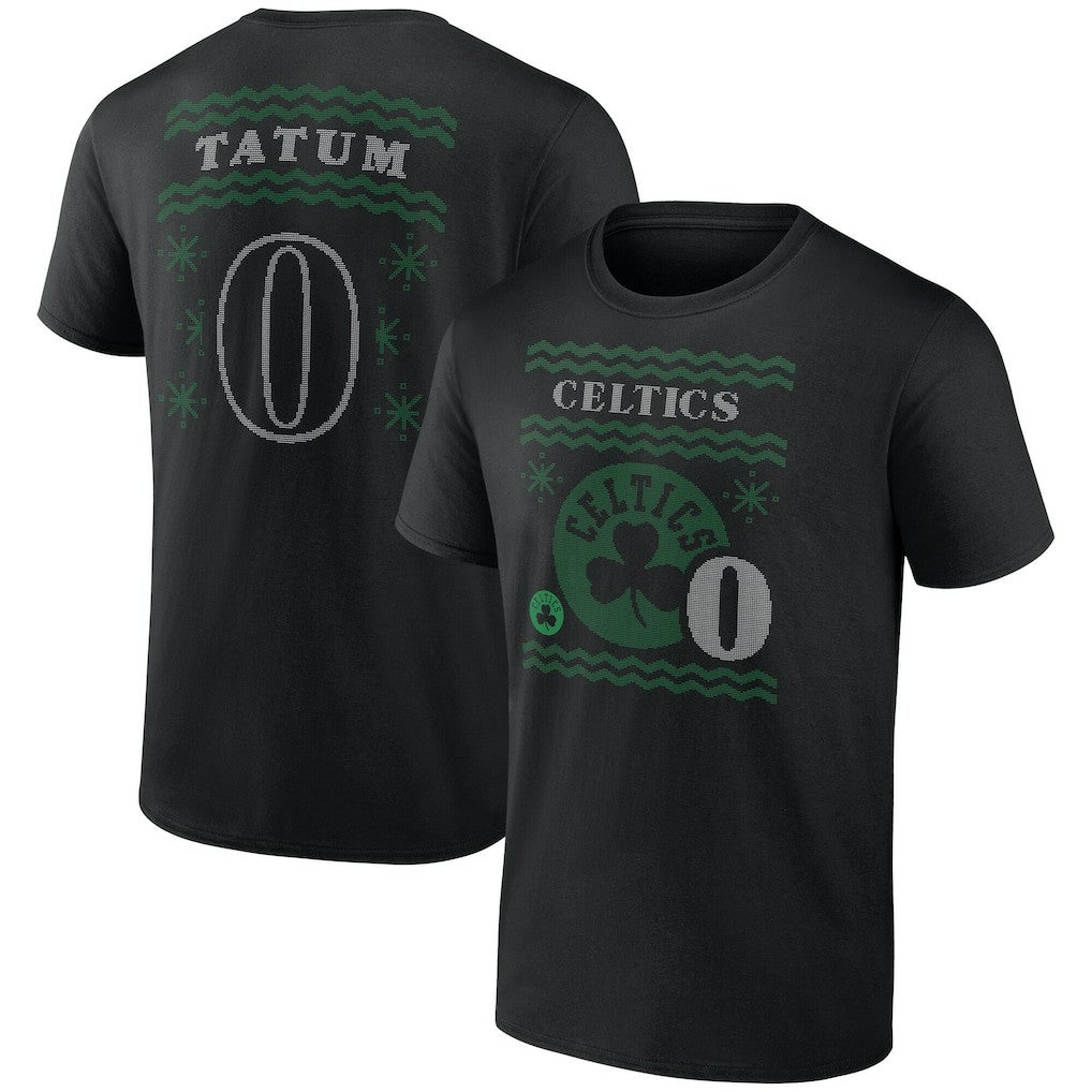Jayson Tatum Boston Celtics Ugly Sweater Name & Number T-Shirt New