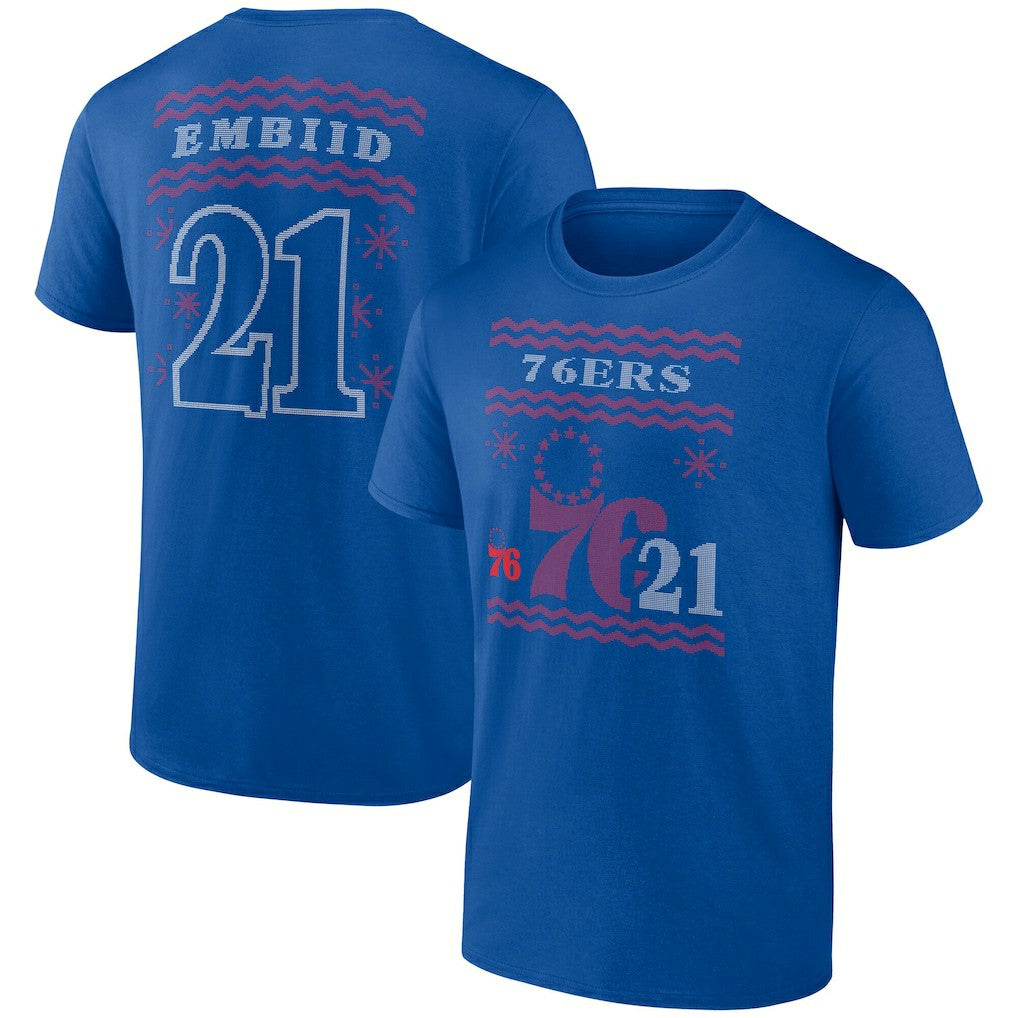 Joel Embiid Philadelphia 76ers Ugly Sweater Name & Number T-Shirt On Sale