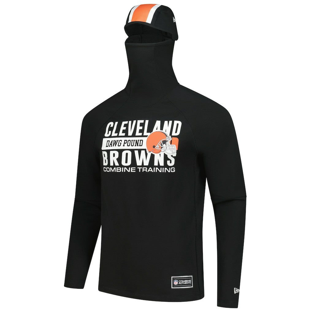 Cleveland Browns New Era Functional Fandom Balaclava Helmet Stripe Tri-Blend Hoodie