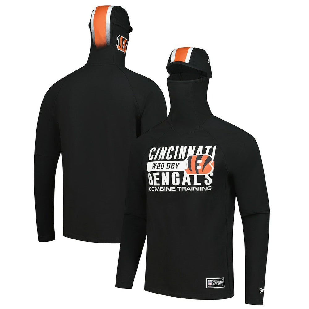 Cincinnati Bengals New Era Functional Fandom Balaclava Helmet Stripe Tri-Blend Hoodie