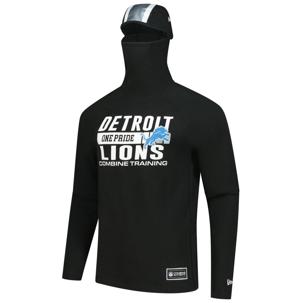 Detroit Lions New Era Functional Fandom Balaclava Helmet Stripe Tri-Blend Hoodie