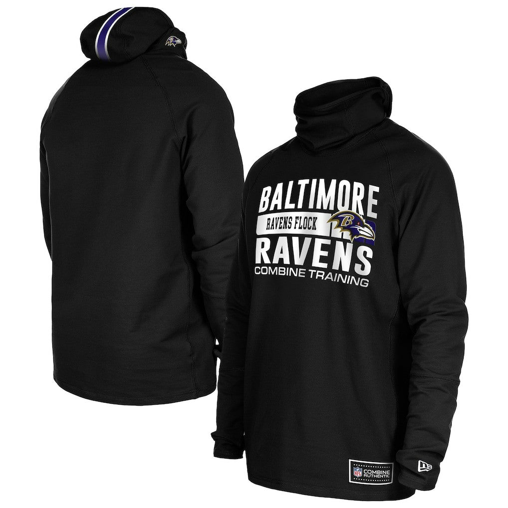 Baltimore Ravens New Era Functional Fandom Balaclava Helmet Stripe Tri-Blend Hoodie
