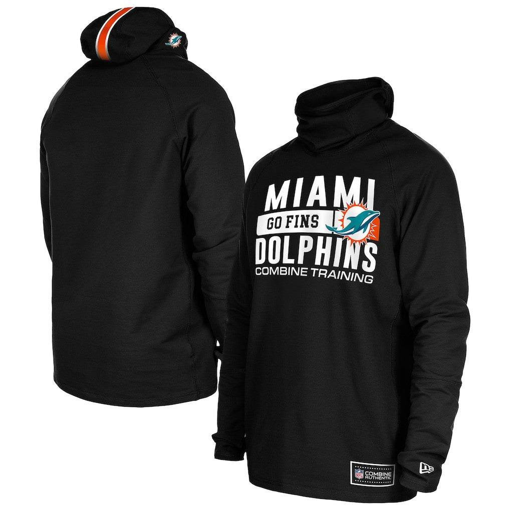 Miami Dolphins New Era Functional Fandom Balaclava Helmet Stripe Tri-Blend Hoodie
