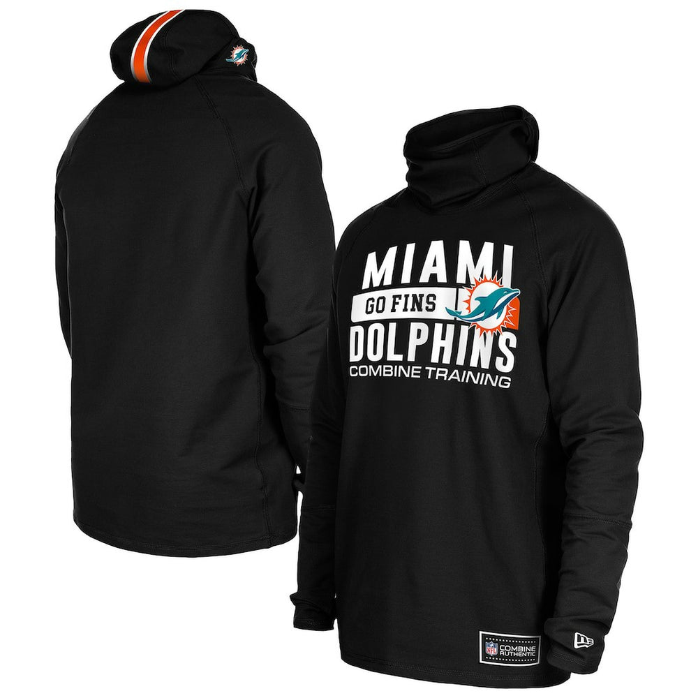 Miami Dolphins New Era Functional Fandom Balaclava Helmet Stripe Tri-Blend Hoodie