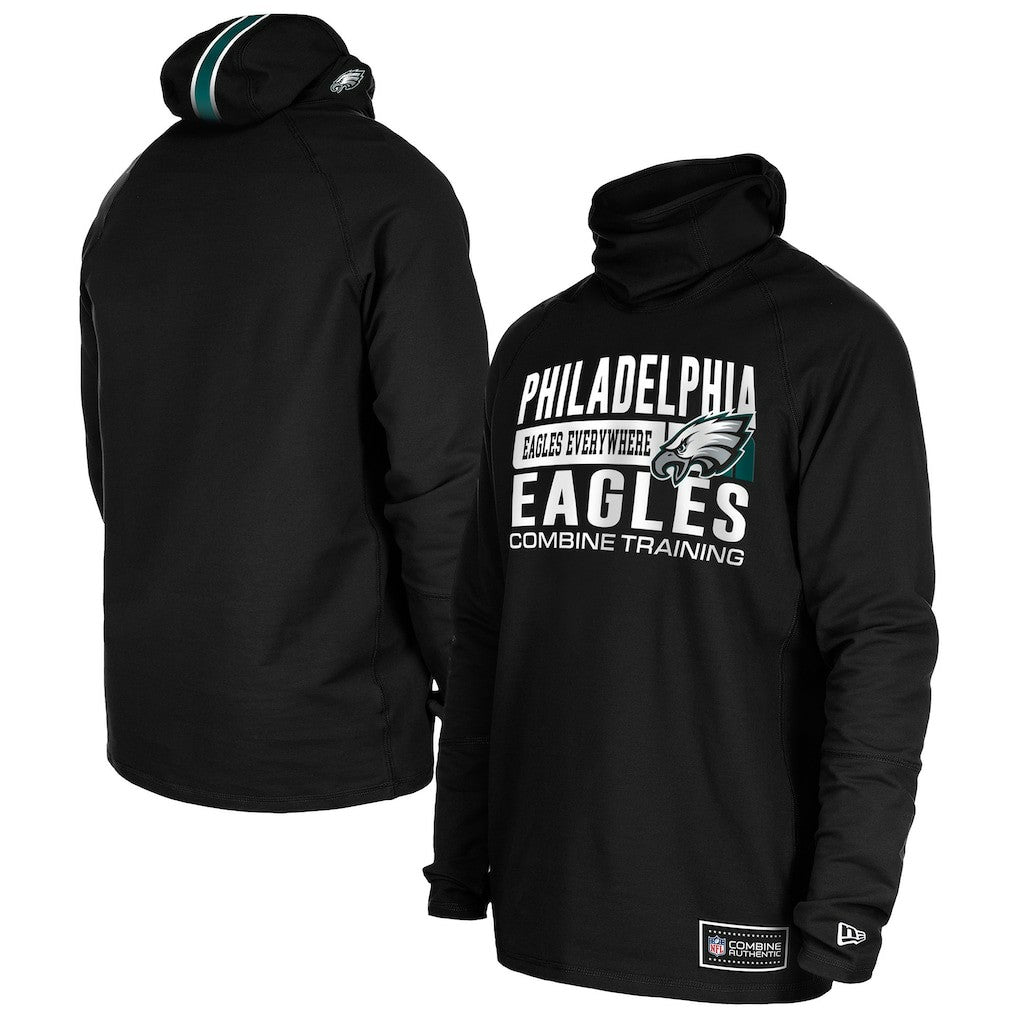 Philadelphia Eagles New Era Functional Fandom Balaclava Helmet Stripe Tri-Blend Hoodie
