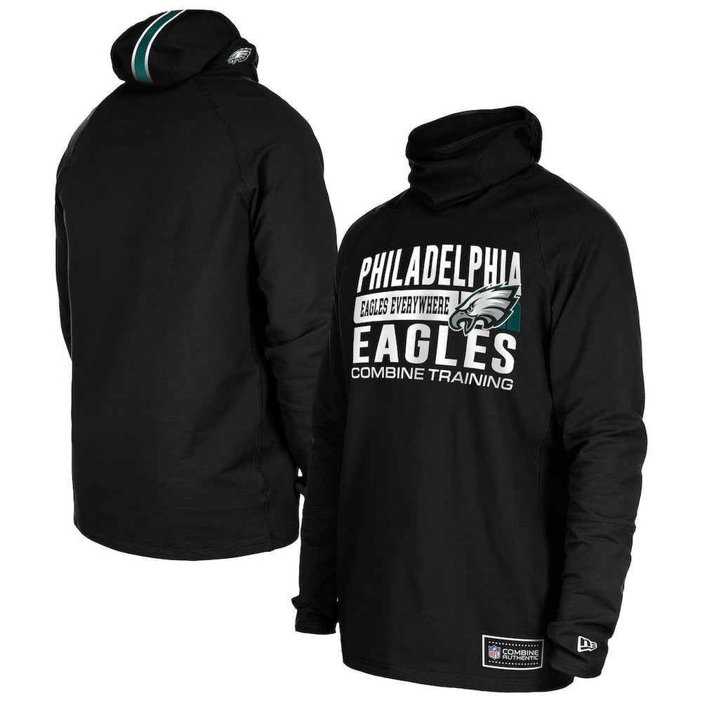 Philadelphia Eagles New Era Functional Fandom Balaclava Helmet Stripe Tri-Blend Hoodie