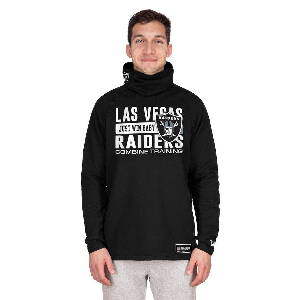 Las Vegas Raiders New Era Functional Fandom Balaclava Helmet Stripe Tri-Blend Hoodie