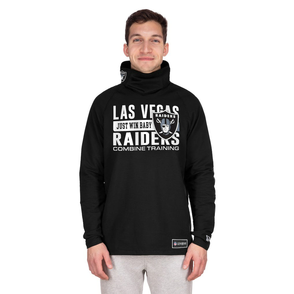 Las Vegas Raiders New Era Functional Fandom Balaclava Helmet Stripe Tri-Blend Hoodie