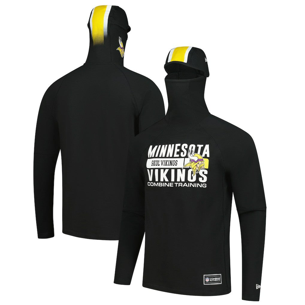 Minnesota Vikings New Era Functional Fandom Balaclava Helmet Stripe Tri-Blend Hoodie