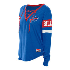 Buffalo Bills New Era Women's Plus Size Throwback Lace-Up Long Sleeve T-Shirt