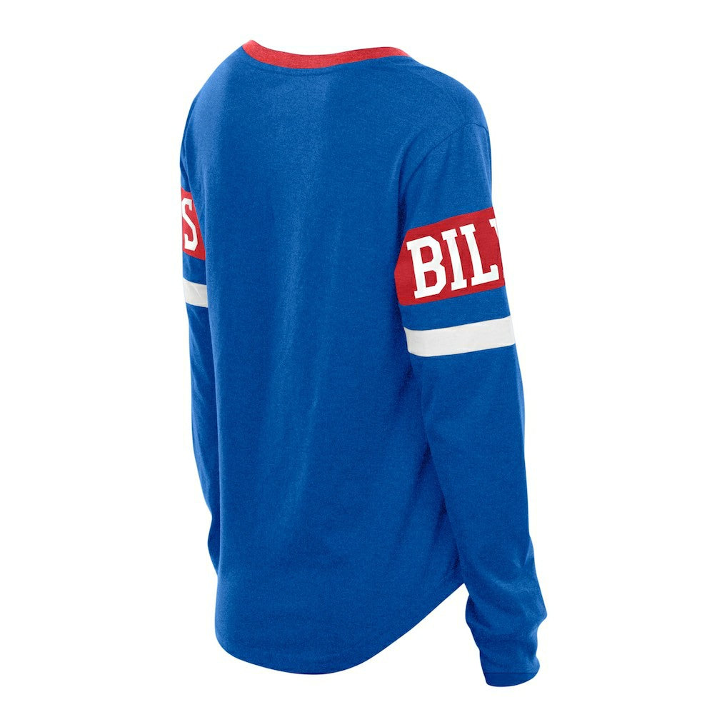 Buffalo Bills New Era Women's Plus Size Throwback Lace-Up Long Sleeve T-Shirt