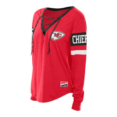 Kansas City Chiefs New Era Women's Plus Size Throwback Lace-Up Long Sleeve T-Shirt