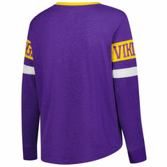 Minnesota Vikings New Era Women's Plus Size Throwback Lace-Up Long Sleeve T-Shirt