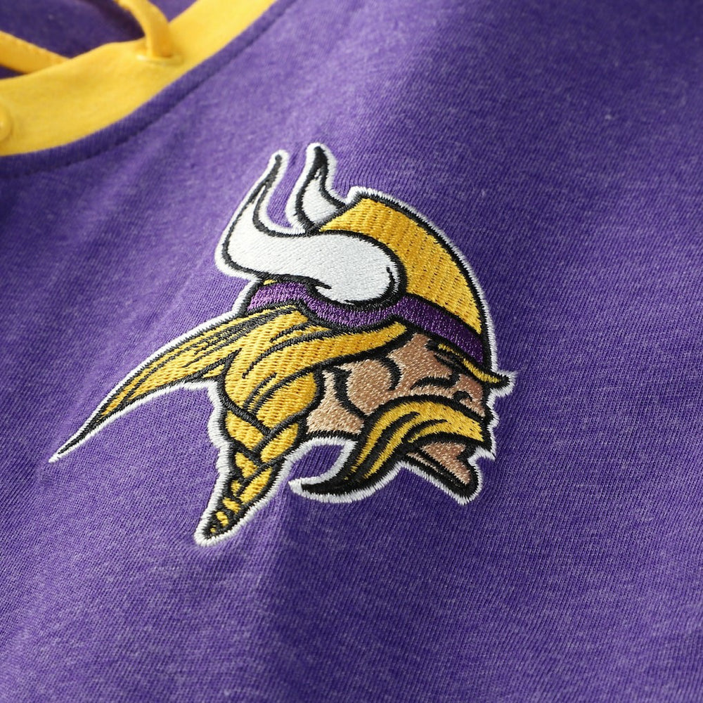 Minnesota Vikings New Era Women's Plus Size Throwback Lace-Up Long Sleeve T-Shirt