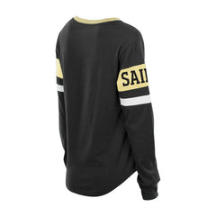 New Orleans Saints New Era Women's Plus Size Throwback Lace-Up Long Sleeve T-Shirt