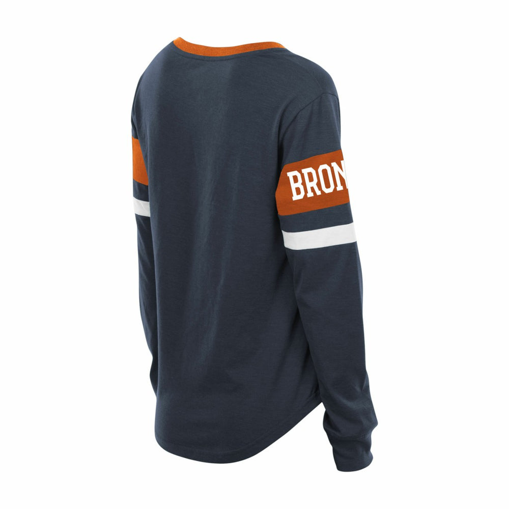 Denver Broncos New Era Women's Plus Size Throwback Lace-Up Long Sleeve T-Shirt