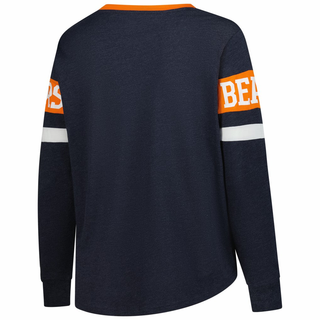 Chicago Bears New Era Women's Plus Size Throwback Lace-Up Long Sleeve T-Shirt