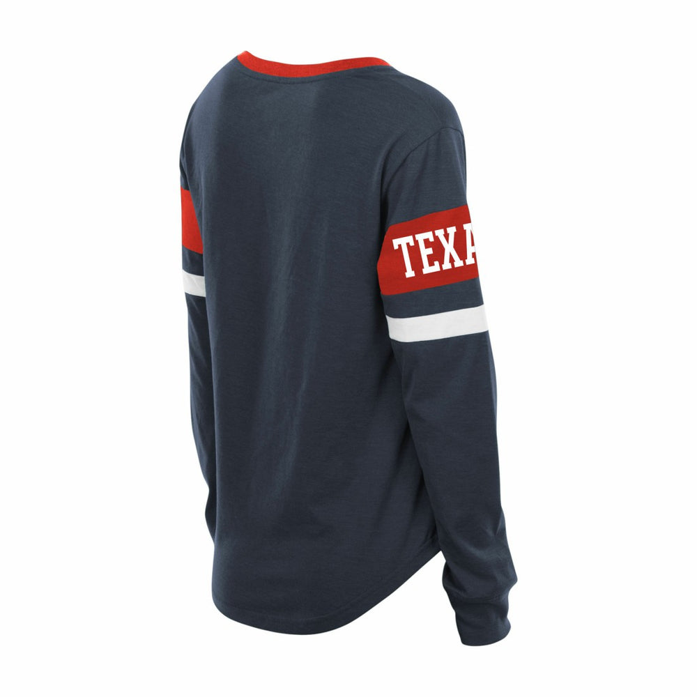 Houston Texans New Era Women's Plus Size Throwback Lace-Up Long Sleeve T-Shirt