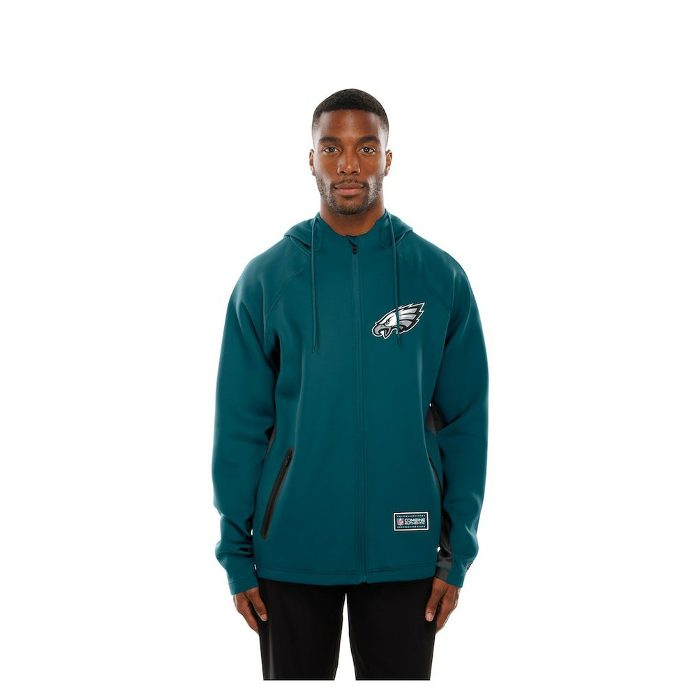 Philadelphia Eagles New Era Combine Authentic Raglan Scuba Full-Zip Hoodie