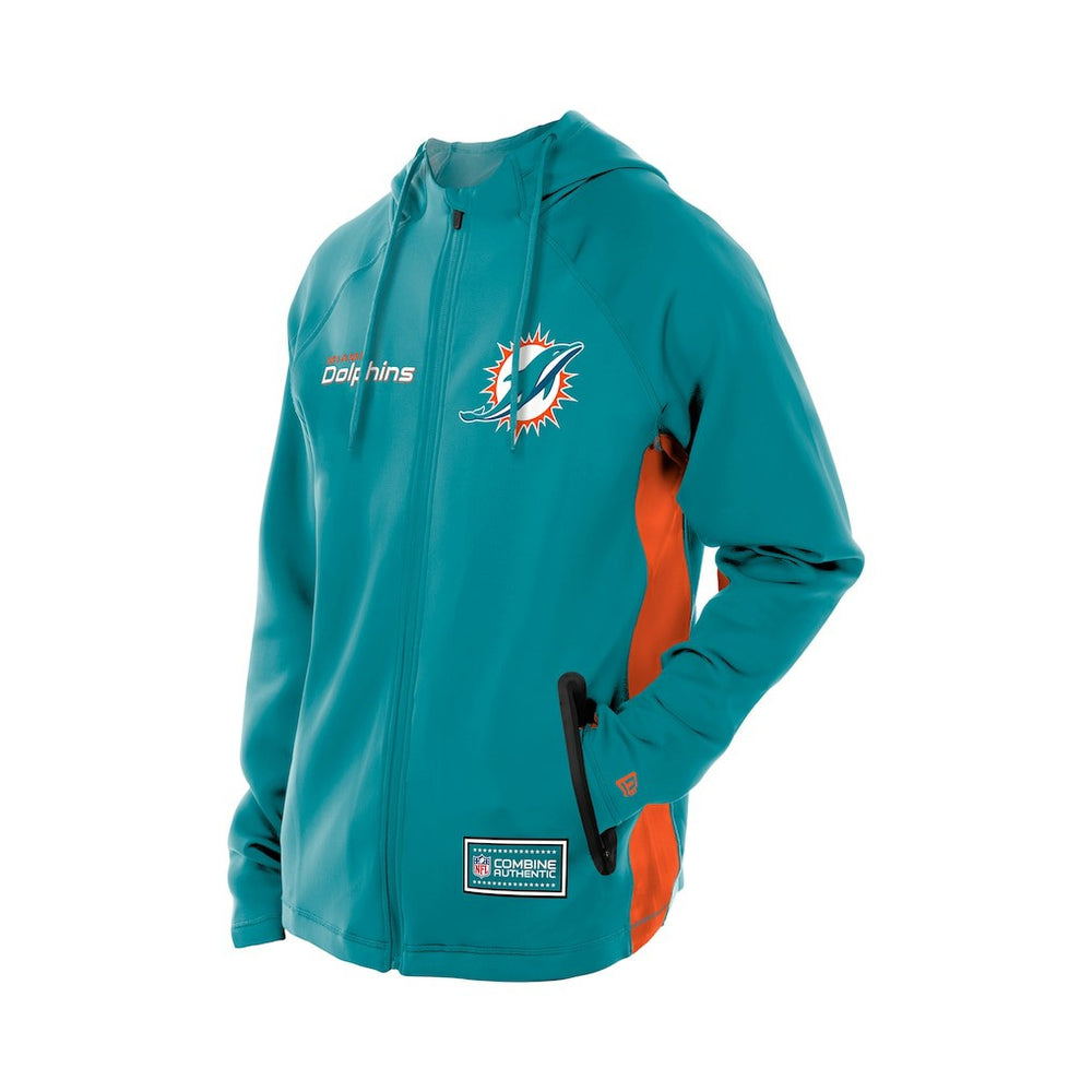 Miami Dolphins New Era Combine Authentic Raglan Scuba Full-Zip Hoodie