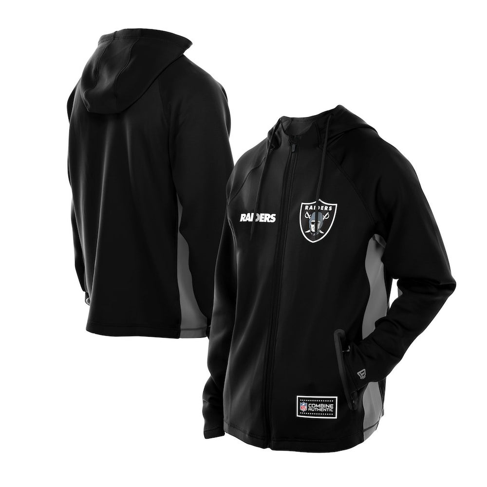 Las Vegas Raiders New Era Combine Authentic Raglan Scuba Full-Zip Hoodie