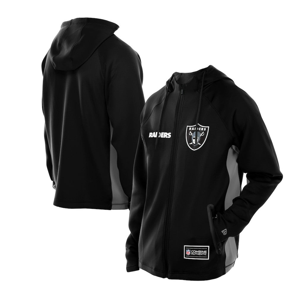 Las Vegas Raiders New Era Combine Authentic Raglan Scuba Full-Zip Hoodie