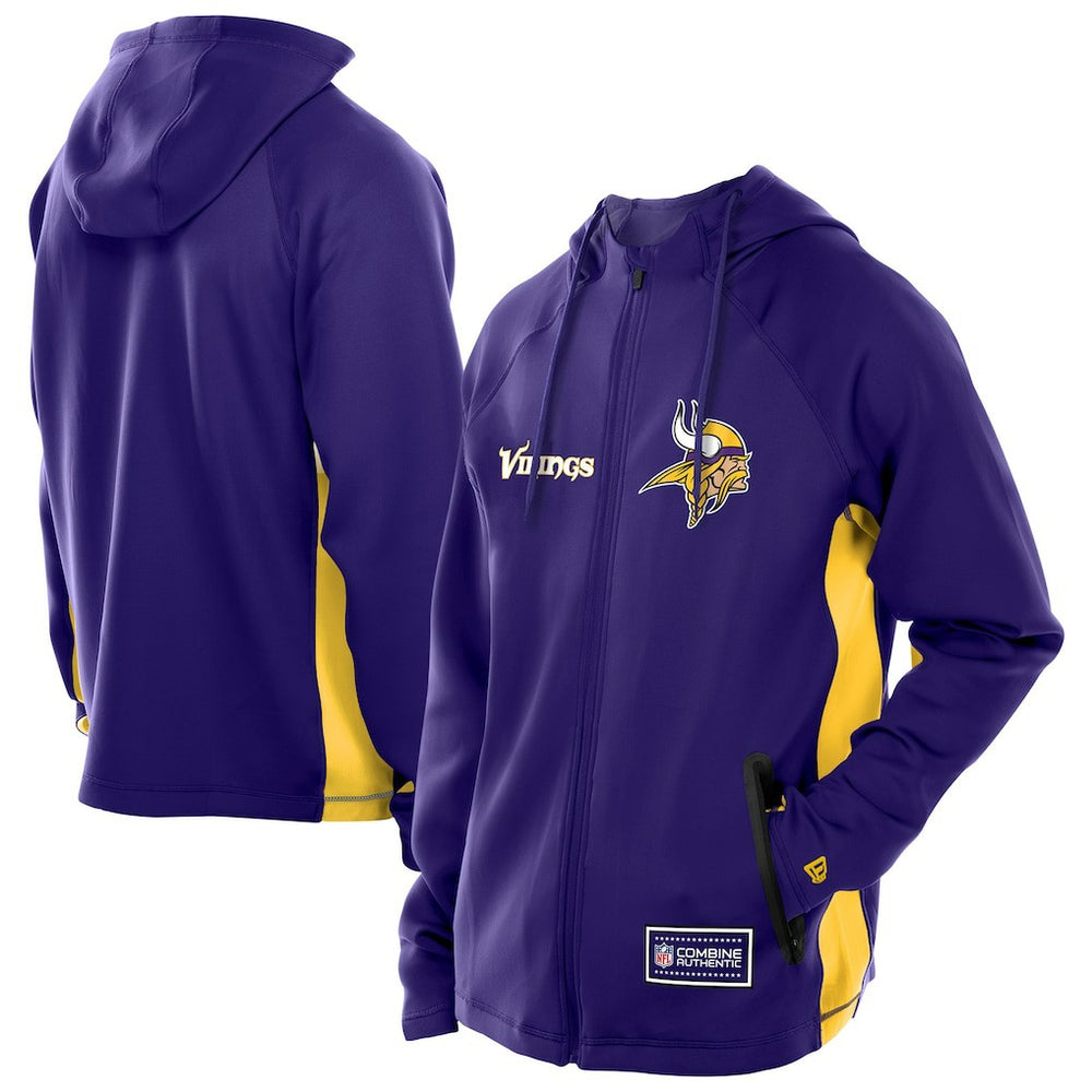 Minnesota Vikings New Era Combine Authentic Raglan Scuba Full-Zip Hoodie