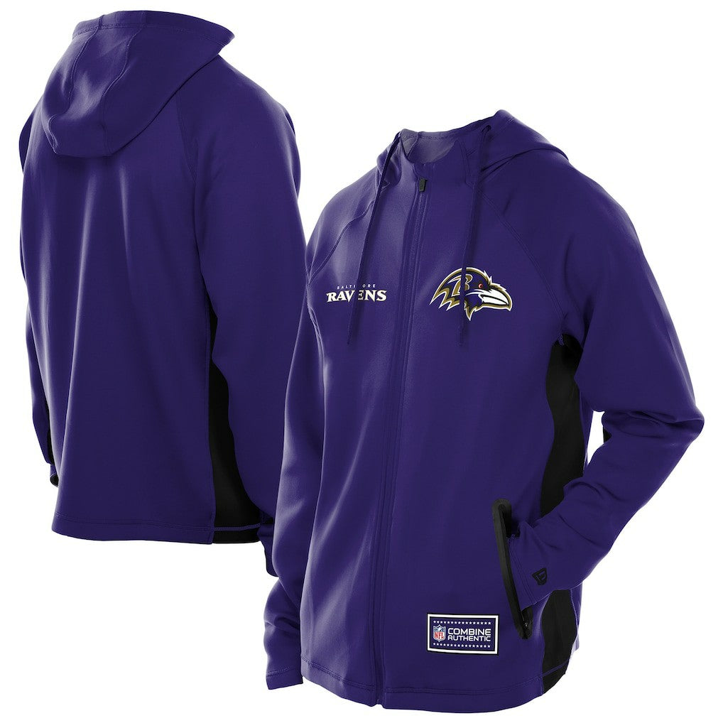 Baltimore Ravens New Era Combine Authentic Raglan Scuba Full-Zip Hoodie