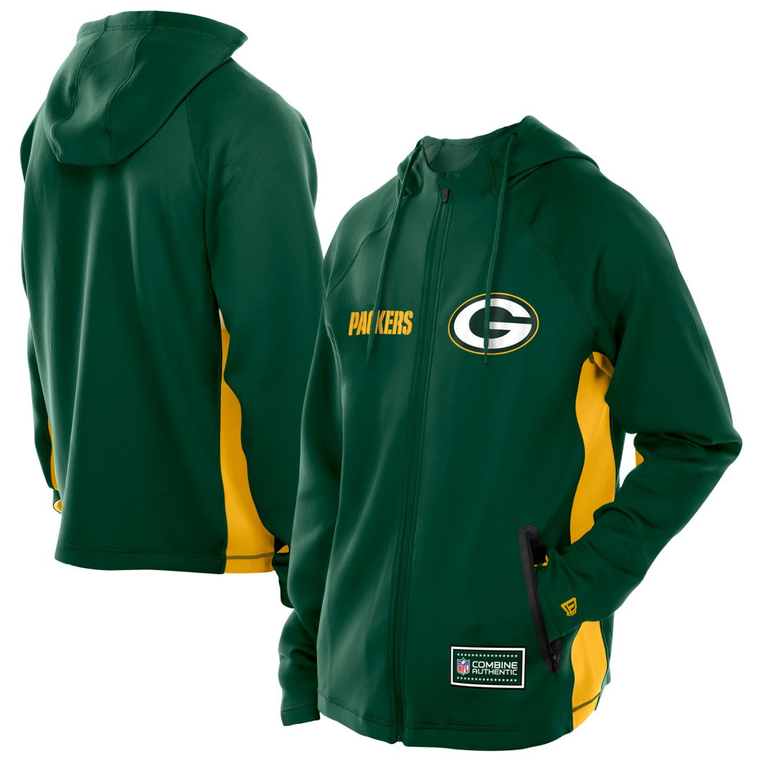 Green Bay Packers New Era Combine Authentic Raglan Scuba Full-Zip Hoodie