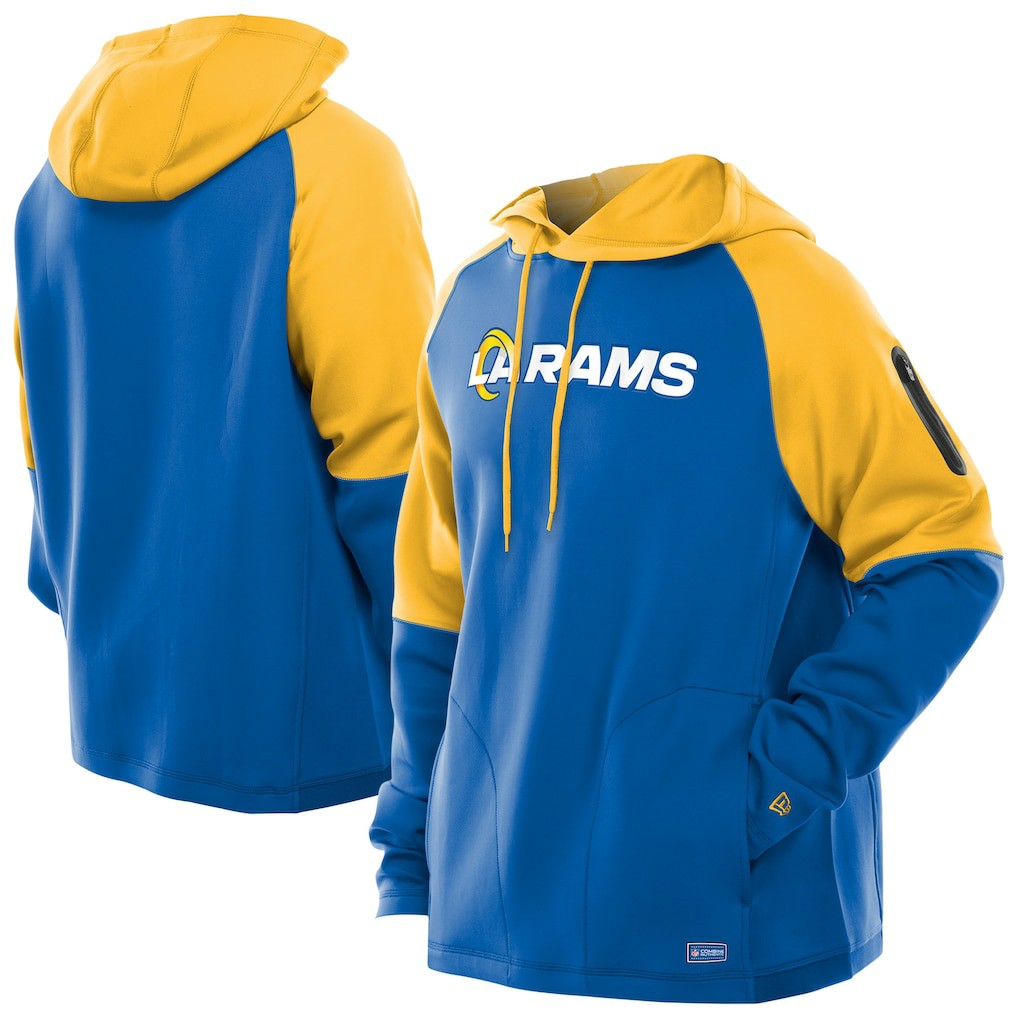 Los Angeles Rams New Era Combine Authentic Color Block Raglan Pullover Hoodie
