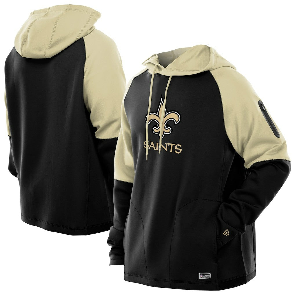 New Orleans Saints New Era Combine Authentic Color Block Raglan Pullover Hoodie