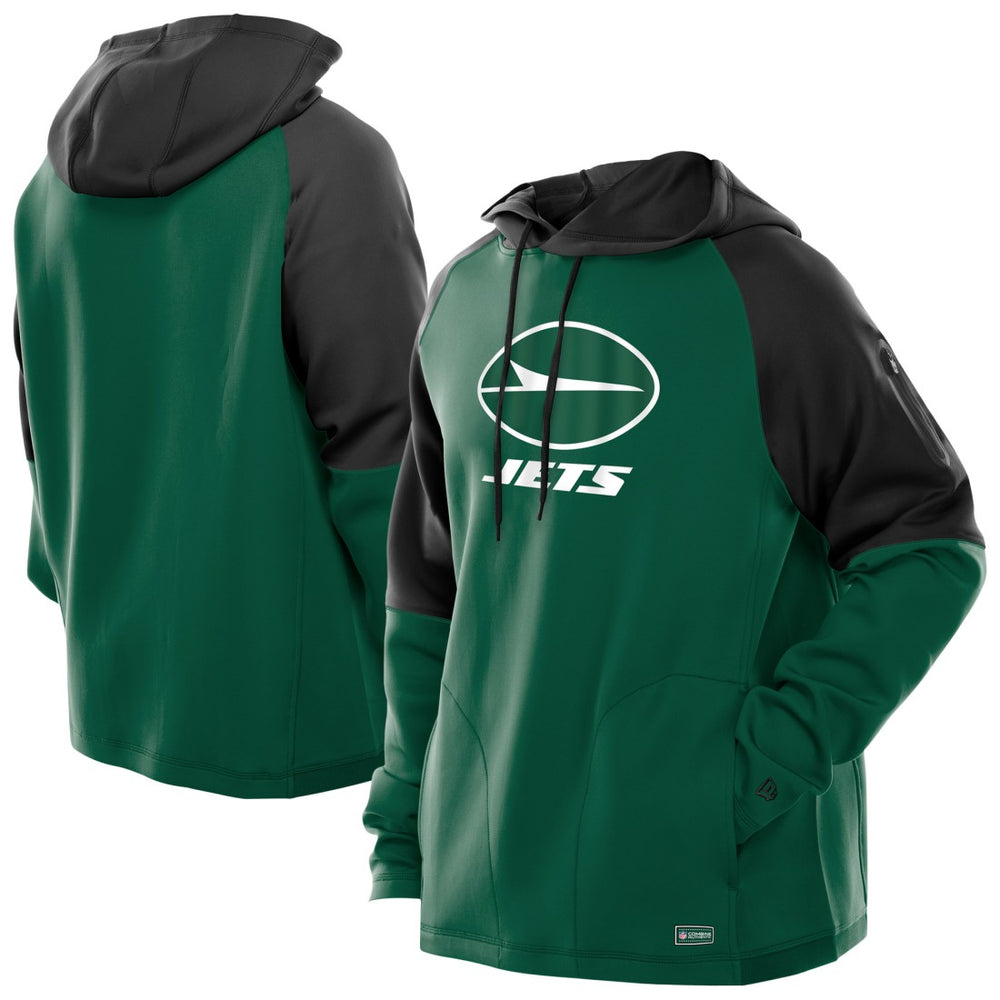 New York Jets New Era Combine Authentic Color Block Raglan Pullover Hoodie