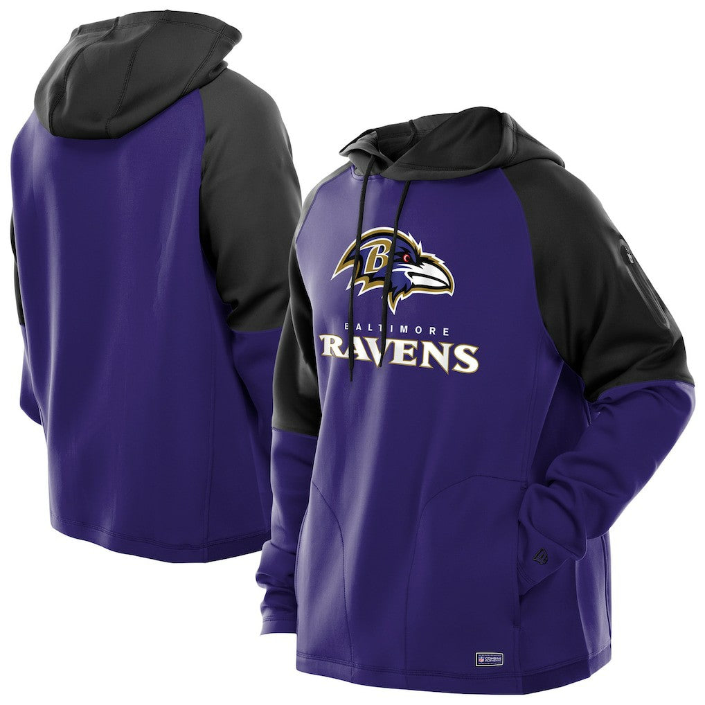 Baltimore Ravens New Era Combine Authentic Color Block Raglan Pullover Hoodie