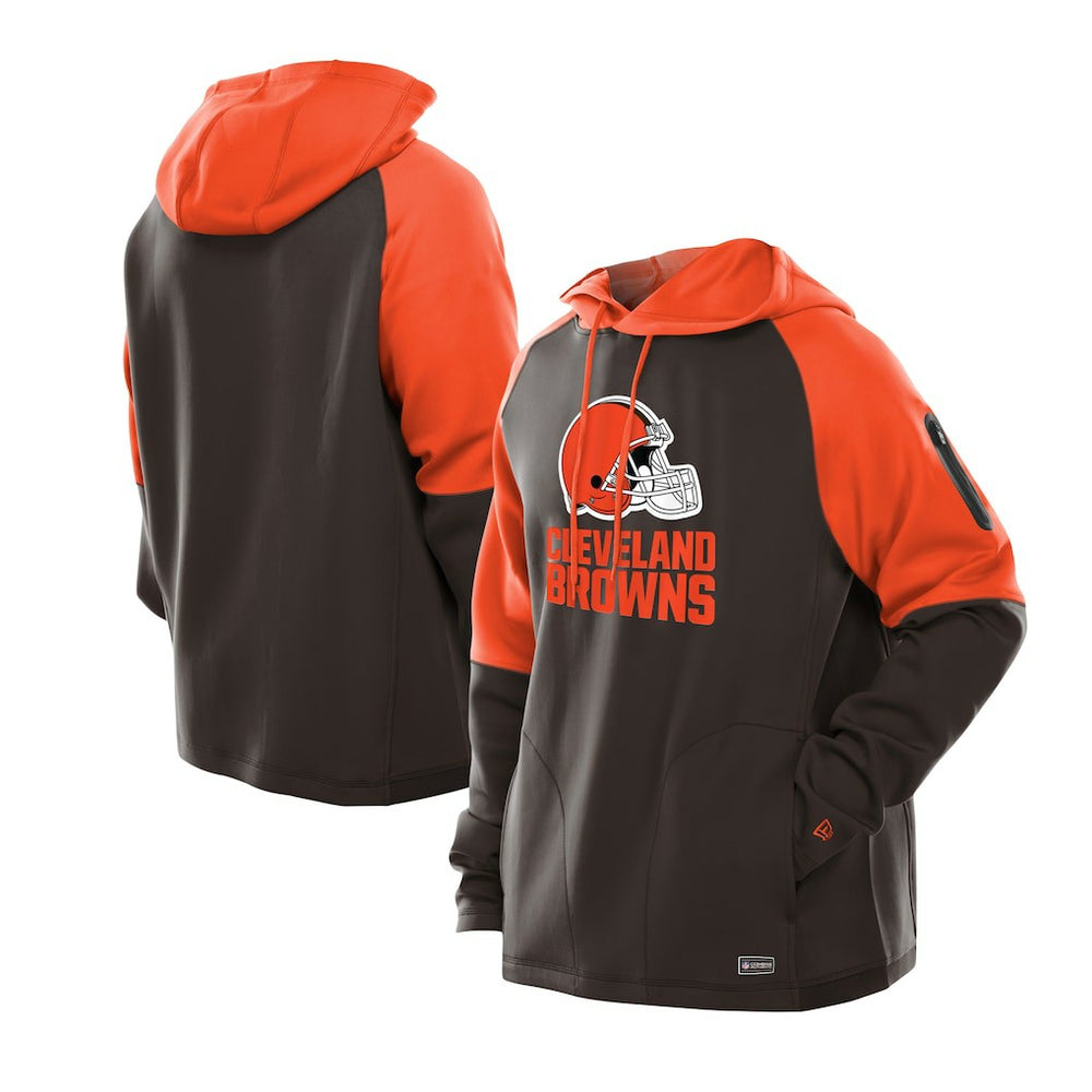 Cleveland Browns New Era Combine Authentic Color Block Raglan Pullover Hoodie