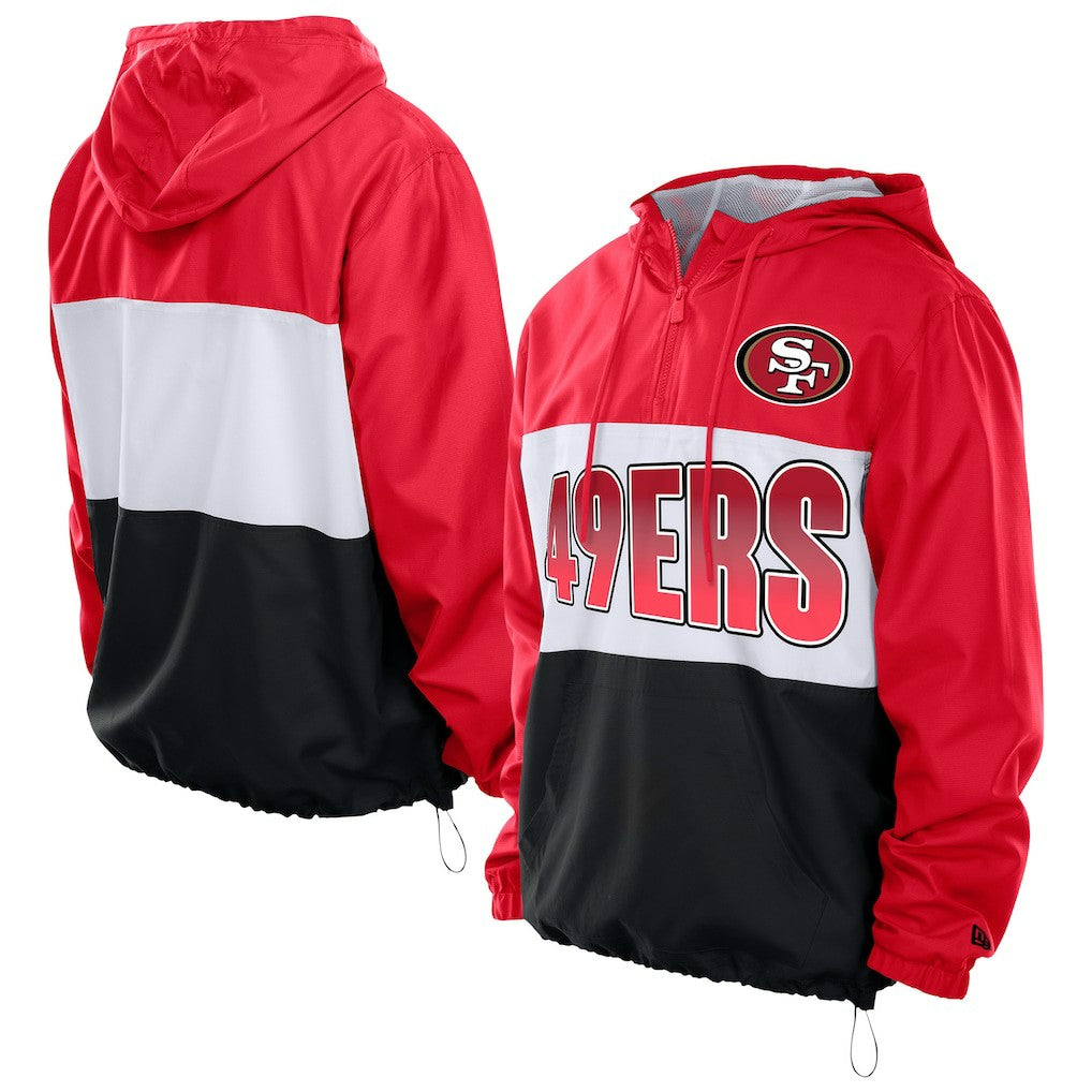 San Francisco 49ers New Era Ripstop Quarter-Zip Hooded Windbreaker
